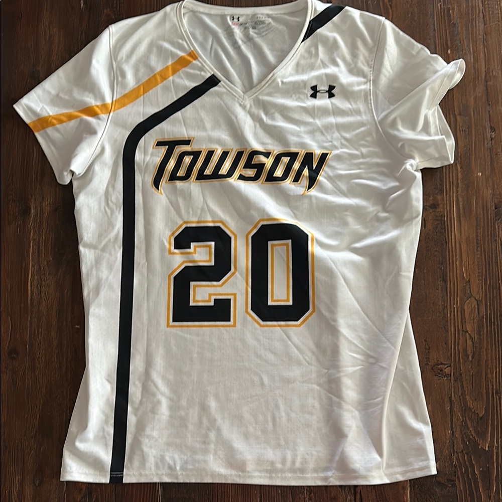 Under Armour Towson White Jersey with Black and Yellow Accents